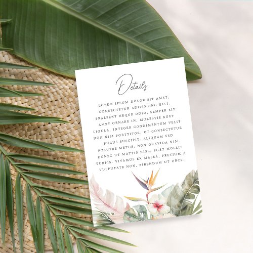 Tropical Boho Botanical Wedding Enclosure Card
