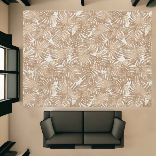 Tropical Boho Brown Monstera Jungle Leaves Rug (Insitu (Indoor 1))