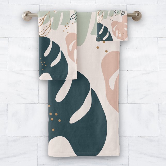 Tropical Boho Chic Bath Towel Set (Tropical Summer Bathroom Towel Set Gift Idea)