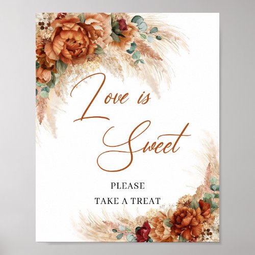 Tropical boho copper burnt orange Love is sweet Poster