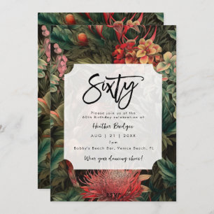 Tropical boho floral 60th birthday party invitation