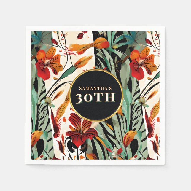 Tropical Boho Floral Age Picnic Design Napkins (Front)