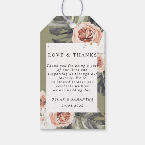 Tropical Boho Floral Khaki Palm Leaf  Orchid Gift Tags