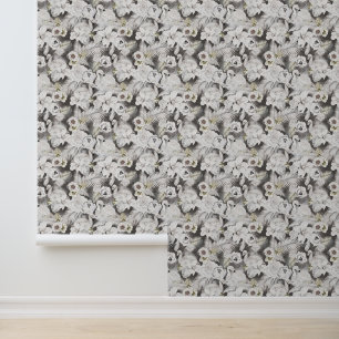 Tropical Boho Florals Flamingoes Palm Leaves Wallpaper