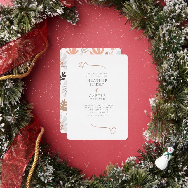 Tropical Boho Modern Initial Highlights  Foil Invitation (Insitu)