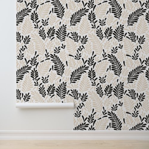 Tropical Boho Palm Leaf Pattern Wallpaper