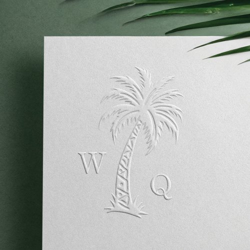 Tropical Boho Palm Tree Monogram Initial Embosser