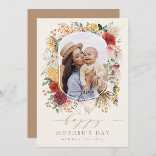 Tropical Boho Pampas Flower Mothers Day Card