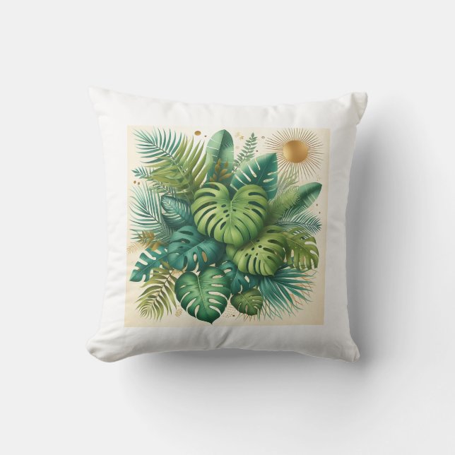 Tropical Boho Throw Pillow Cover (Front)