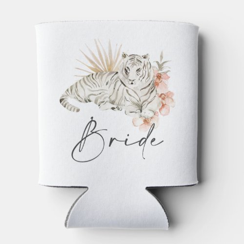 Tropical Boho Tigers Bachelorette Bride Can Cooler