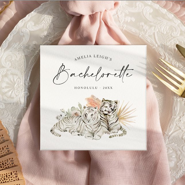 Tropical Boho Tigers Bachelorette Napkins (Creator Uploaded)