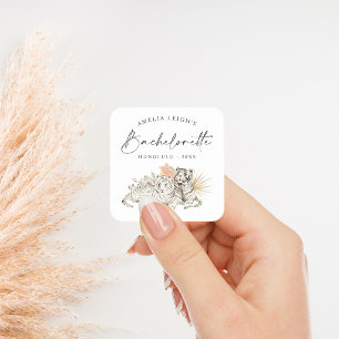 Tropical Boho Tigers Bachelorette Square Sticker