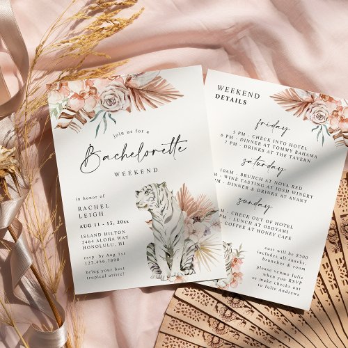 Tropical Boho Tigers Bachelorette Weekend Invitation