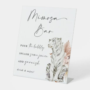 Tropical Boho Tigers Mimosa Bar Pedestal Sign