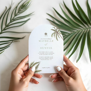 Tropical Boho Watercolor Palm Tree Wedding Wedding Invitation