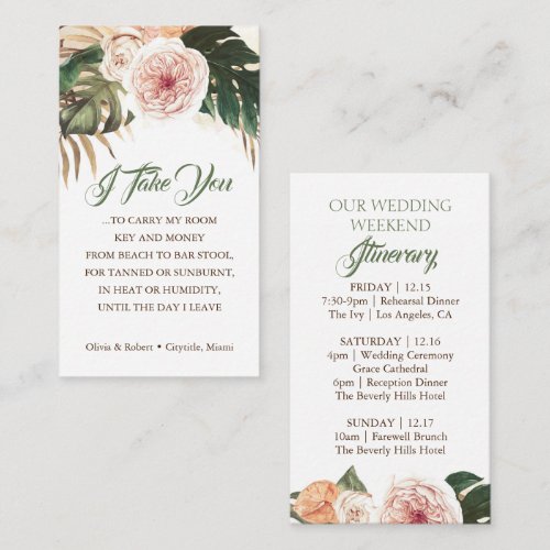 Tropical Boho Wedding Itinerary Badge Insert