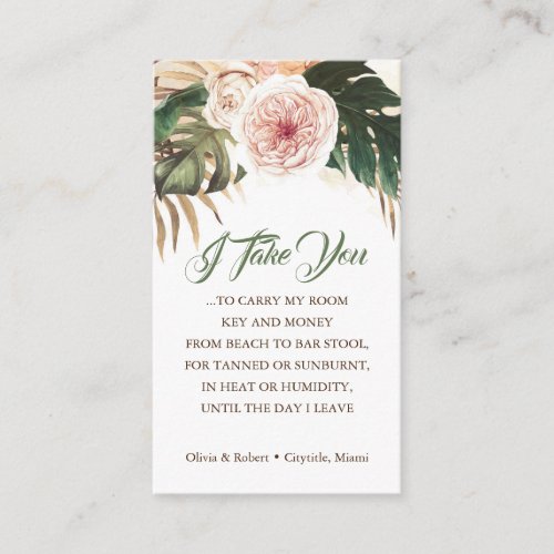 Customizable Tropical Boho Wedding Itinerary Badge Insert