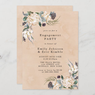 Tropical Boho White Protea Engagement Party Invita Invitation