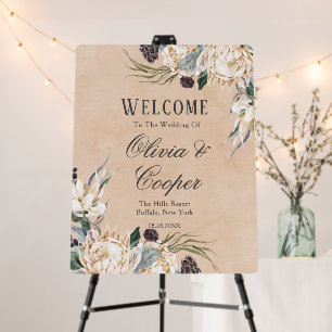 Tropical Boho White Protea Floral Wedding Foam Board