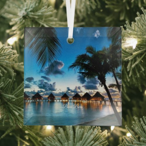 Tropical Bora Bora Glass Ornament