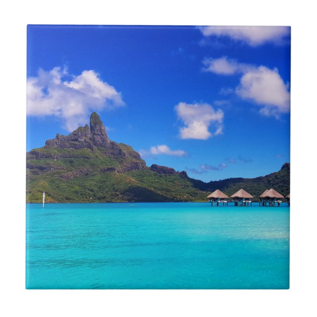 Tropical Bora Bora Scenic Island Vacation Ceramic Tile (Front)