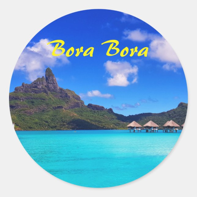 Tropical Bora Bora Scenic Island Vacation Classic Round Sticker (Front)
