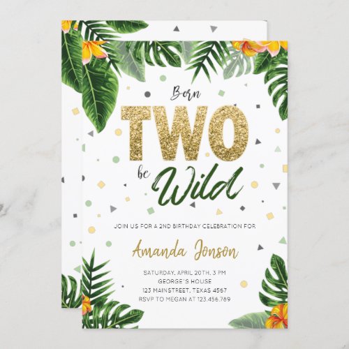 Tropical Born Two Be Wild Birthday Invitation