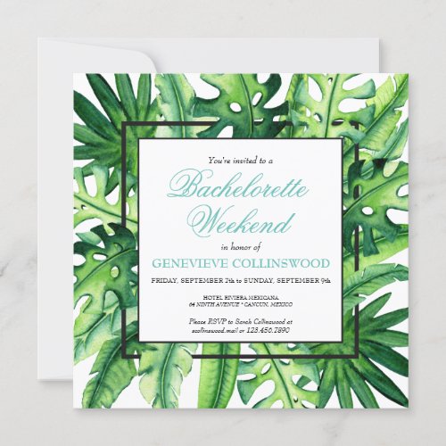 Tropical Botanical Bachelorette Weekend Itinerary Invitation
