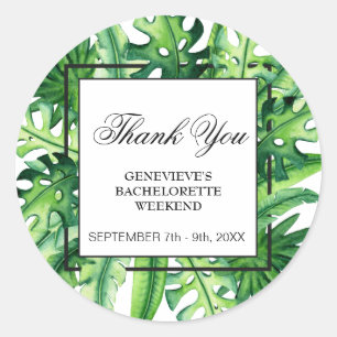 Tropical Botanical Bachelorette Weekend Thank You Classic Round Sticker