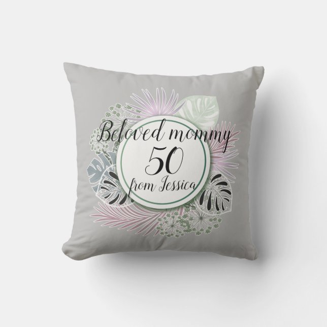 Tropical Botanical bouquet personalized Throw Pillow (Front)