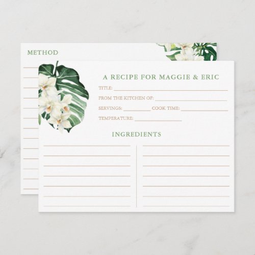 Tropical Botanical Bridal Shower Recipe Cards