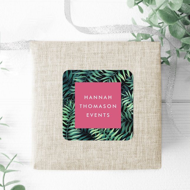 Tropical Botanical Business Name Square Sticker (Creator Uploaded)