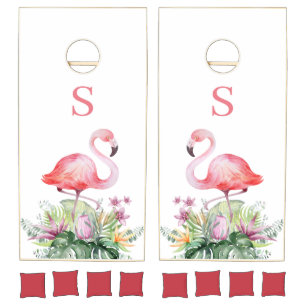 Tropical botanical cornhole set