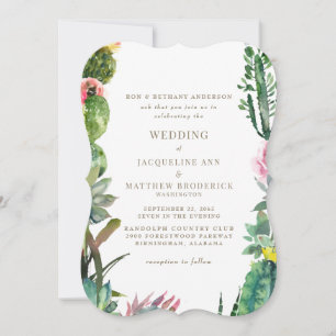 Tropical Botanical Elegant Cactus Invitation