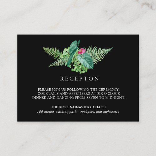 Tropical Botanical Exotic Wedding Reception Enclosure Card