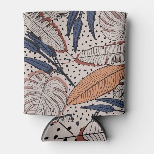 Tropical Botanical Fabric Vintage Illustration Can Cooler