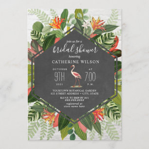 Tropical Botanical Flamingo Bridal Shower Invitation