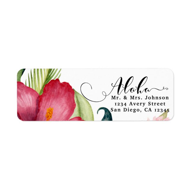 Tropical Botanical Floral Aloha Elegant Invitation Label (Front)