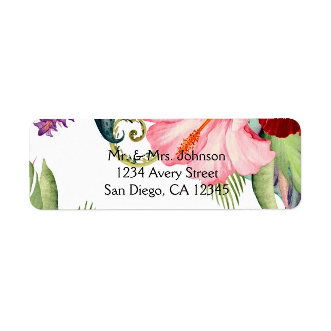 Tropical Botanical Floral Aloha Elegant Invitation Label (Front)