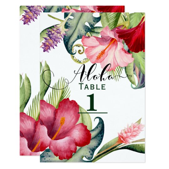 Tropical Botanical Floral Aloha Table Number | Zazzle.com