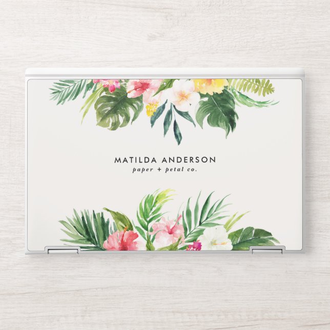 Tropical botanical floral green modern foliage HP laptop skin (Front)