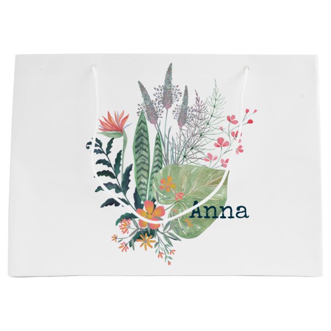 tropical Botanical floral personalized Large Gift Bag (Front)