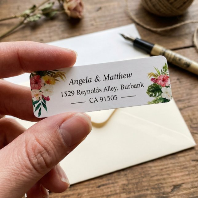 Tropical Botanical Floral Summer Themed Label (Creator Uploaded)