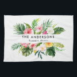 Tropical botanical floral summer vacation  kitchen kitchen towel<br><div class="desc">Tropical botanical floral summer vacation foliage stylish personalized design.</div>