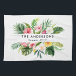 Tropical botanical floral summer vacation  kitchen kitchen towel<br><div class="desc">Tropical botanical floral summer vacation foliage stylish personalized design.</div>