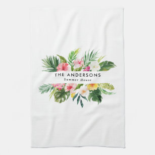 Tropical botanical floral summer vacation  kitchen towel