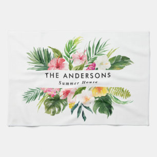 Tropical botanical floral summer vacation  kitchen towel