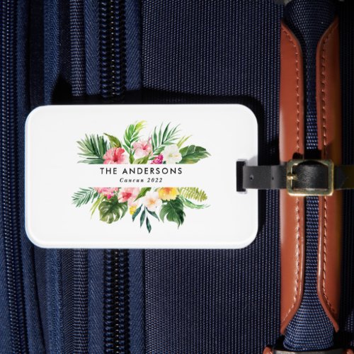 Tropical botanical floral summer vacation  luggage tag