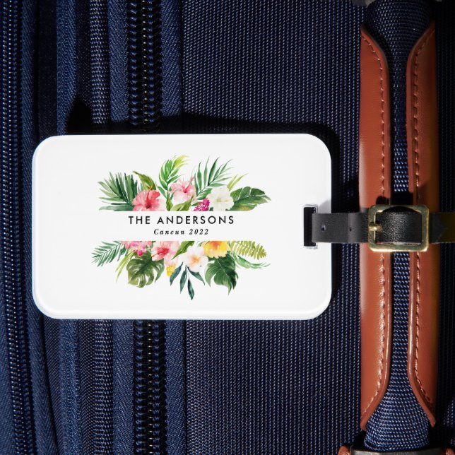 Tropical botanical floral summer vacation  luggage tag (Front Insitu 4)