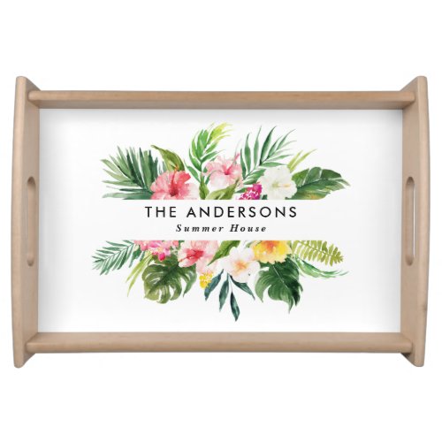 Tropical botanical floral summer vacation   serving tray